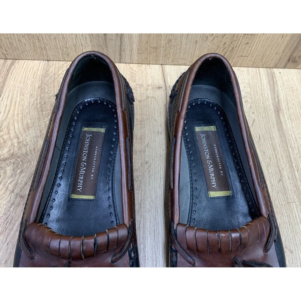 Johnston & Murphy Men’s Boat Deck Kiltie Tassel Loafers Black Brown Leather 10 M